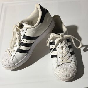 adidas White and Black Women's Classic Shell-Toe Sneakers